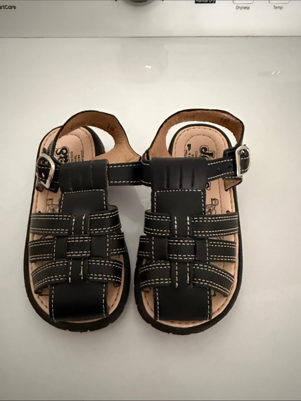 Black Kids Fisherman Sandals with Contrast Stitching